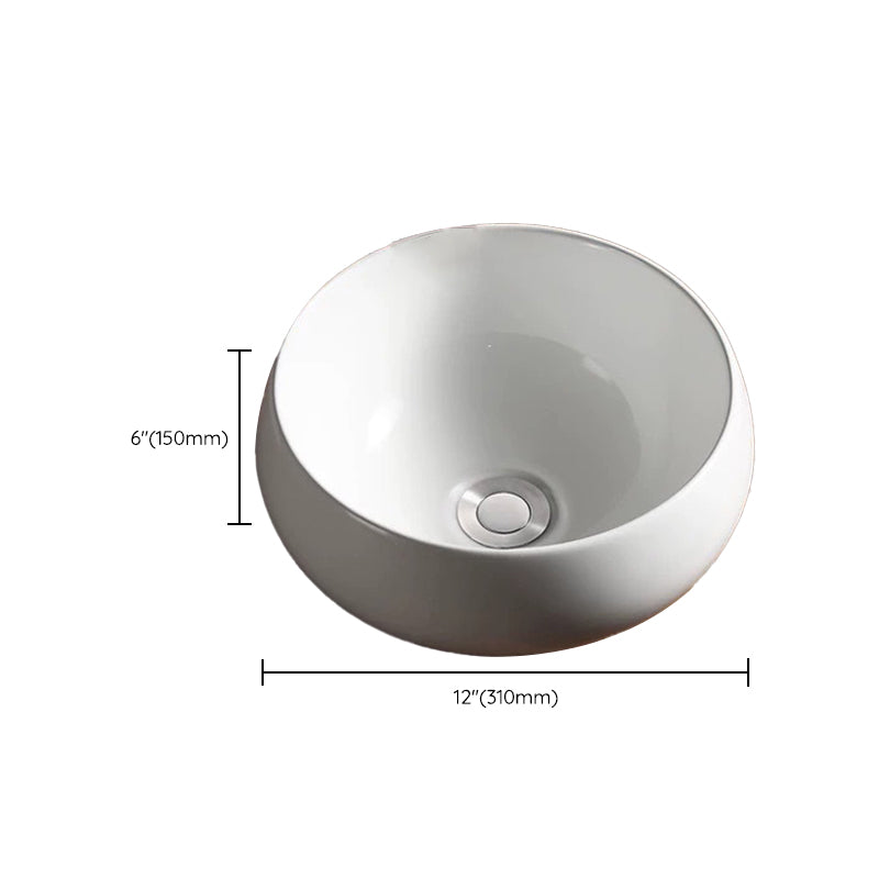 Modern Vessel Bathroom Sink Porcelain Oval with Pop-Up Drain Bathroom Sink