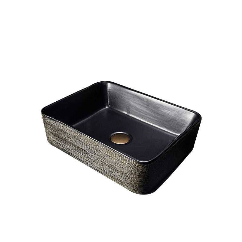 Modern Bathroom Sink Vitreous China Hand Painted Oval Vessel Lavatory Sink