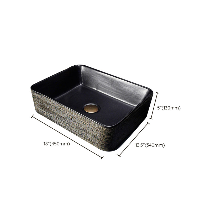 Modern Bathroom Sink Vitreous China Hand Painted Oval Vessel Lavatory Sink
