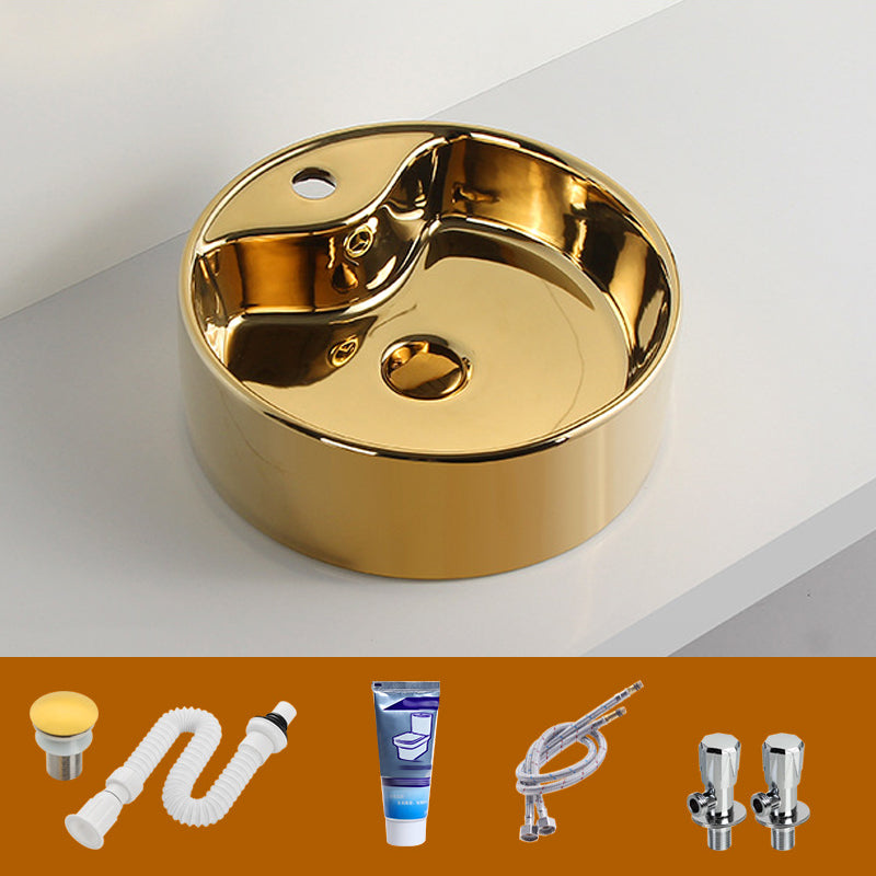 Modern Bathroom Sink Metal Rectangular with Pop-Up Drain and Faucet Vessel Bathroom Sink