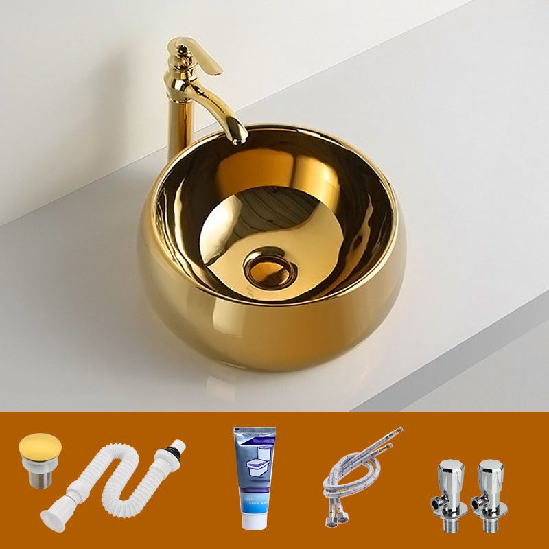 Modern Bathroom Sink Metal Rectangular with Pop-Up Drain and Faucet Vessel Bathroom Sink