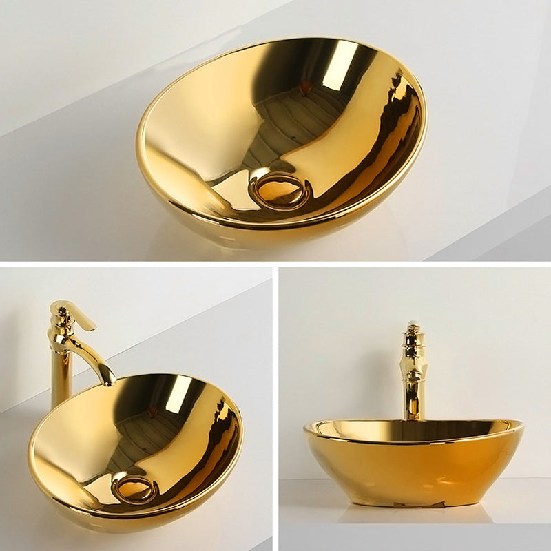 Modern Bathroom Sink Metal Rectangular with Pop-Up Drain and Faucet Vessel Bathroom Sink