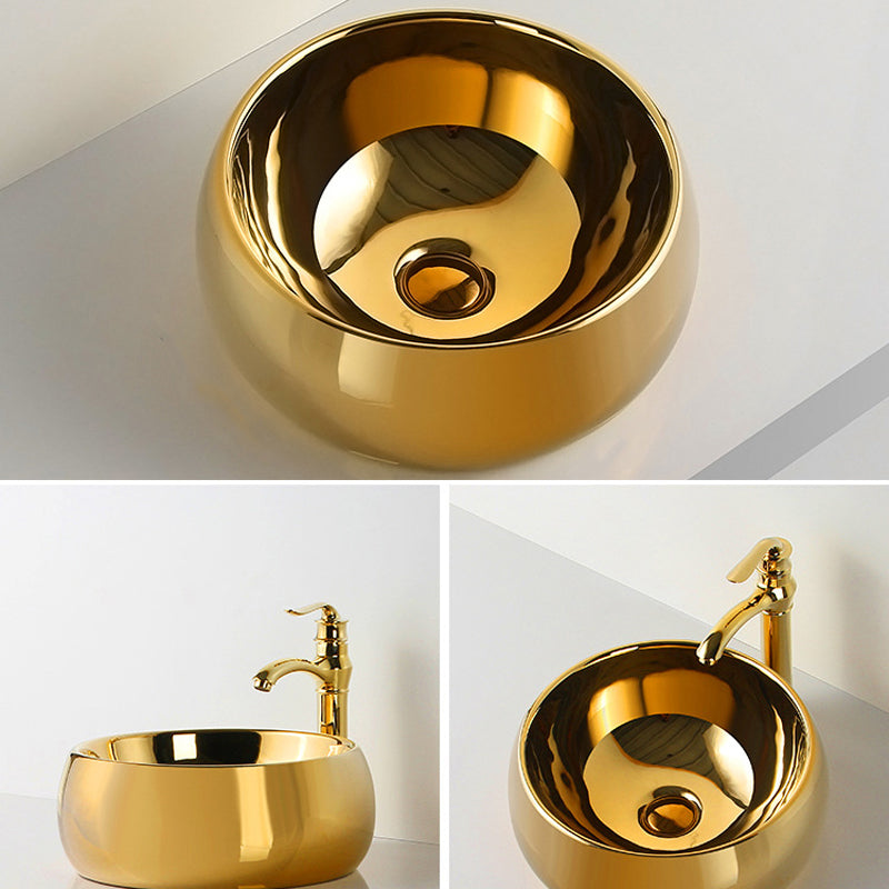 Modern Bathroom Sink Metal Rectangular with Pop-Up Drain and Faucet Vessel Bathroom Sink