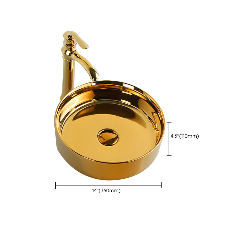 Modern Bathroom Sink Metal Rectangular with Pop-Up Drain and Faucet Vessel Bathroom Sink