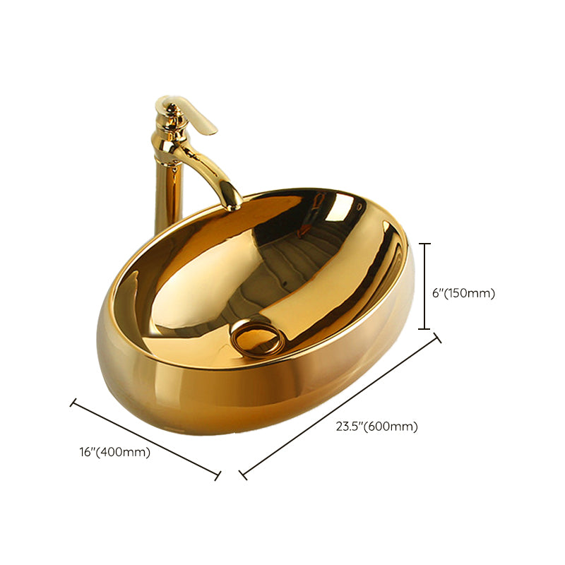 Modern Bathroom Sink Metal Rectangular with Pop-Up Drain and Faucet Vessel Bathroom Sink