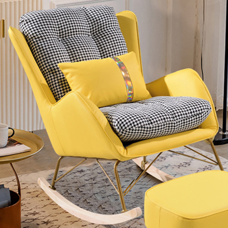 Modern Style Rocking Chair Metal Frame Doll Cotton Filling Cushion Wingback Rocker Chair
