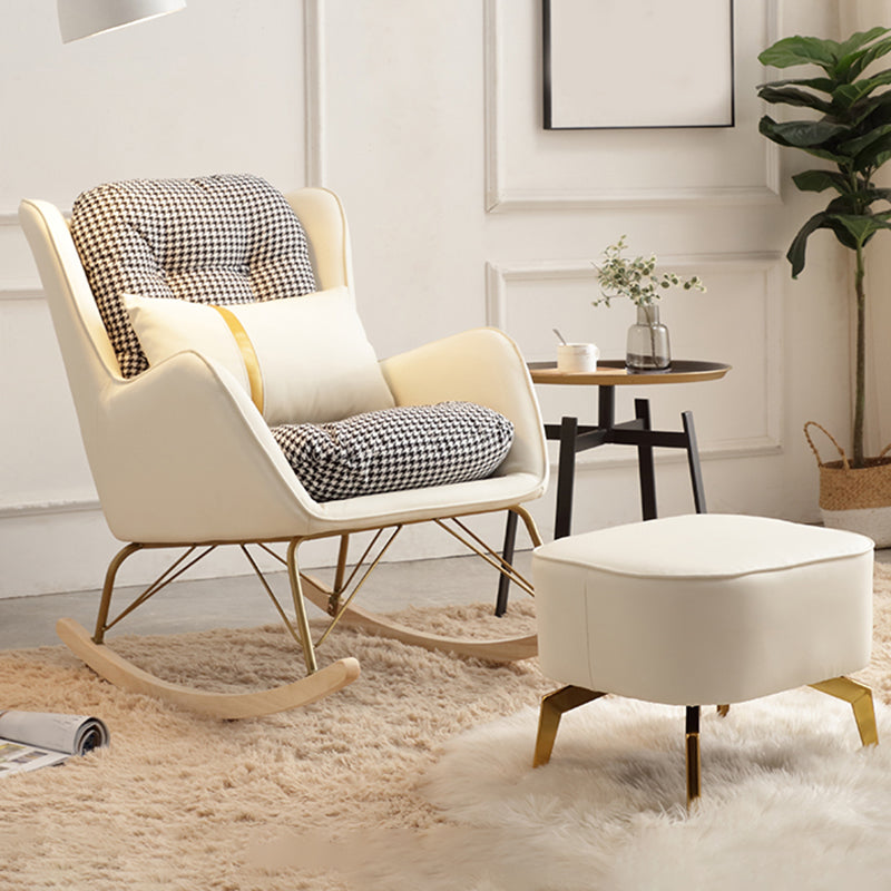 Modern Style Rocking Chair Metal Frame Doll Cotton Filling Cushion Wingback Rocker Chair