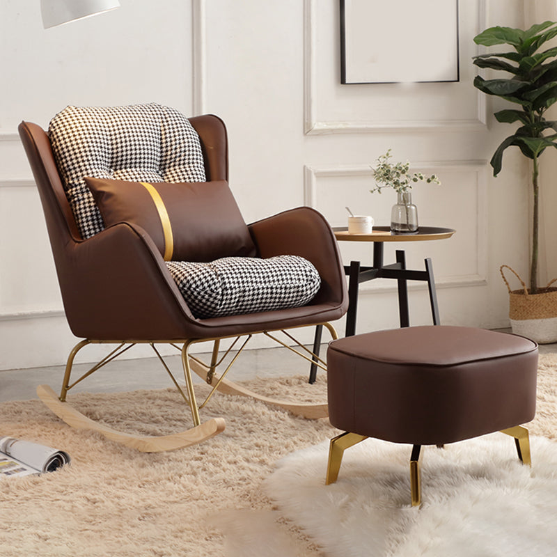 Modern Style Rocking Chair Metal Frame Doll Cotton Filling Cushion Wingback Rocker Chair