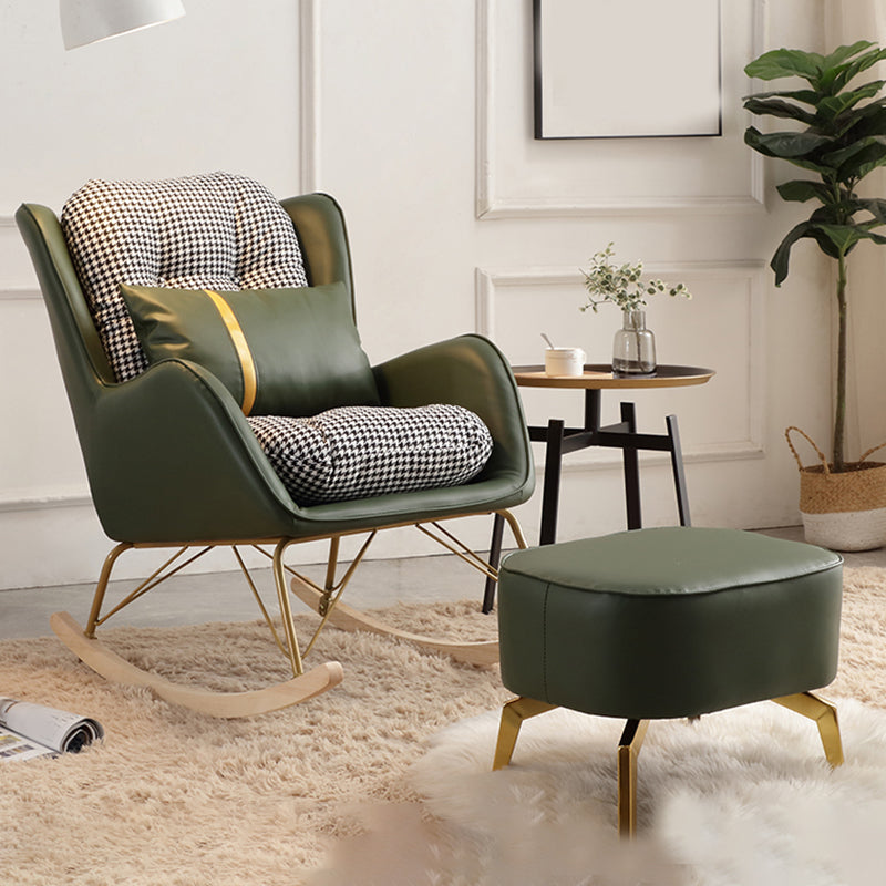 Modern Style Rocking Chair Metal Frame Doll Cotton Filling Cushion Wingback Rocker Chair
