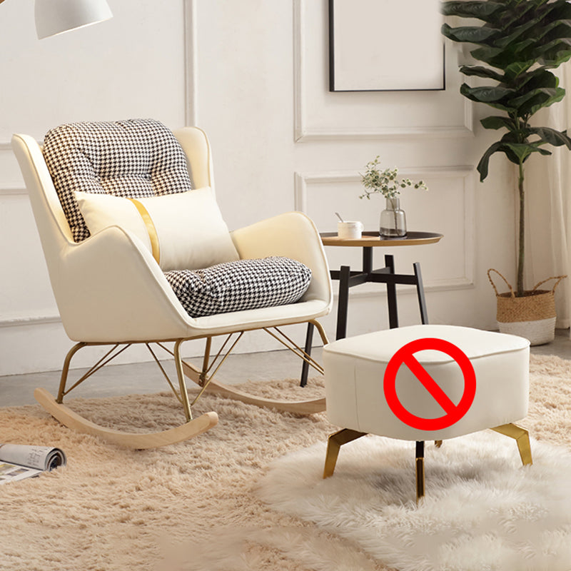 Modern Style Rocking Chair Metal Frame Doll Cotton Filling Cushion Wingback Rocker Chair