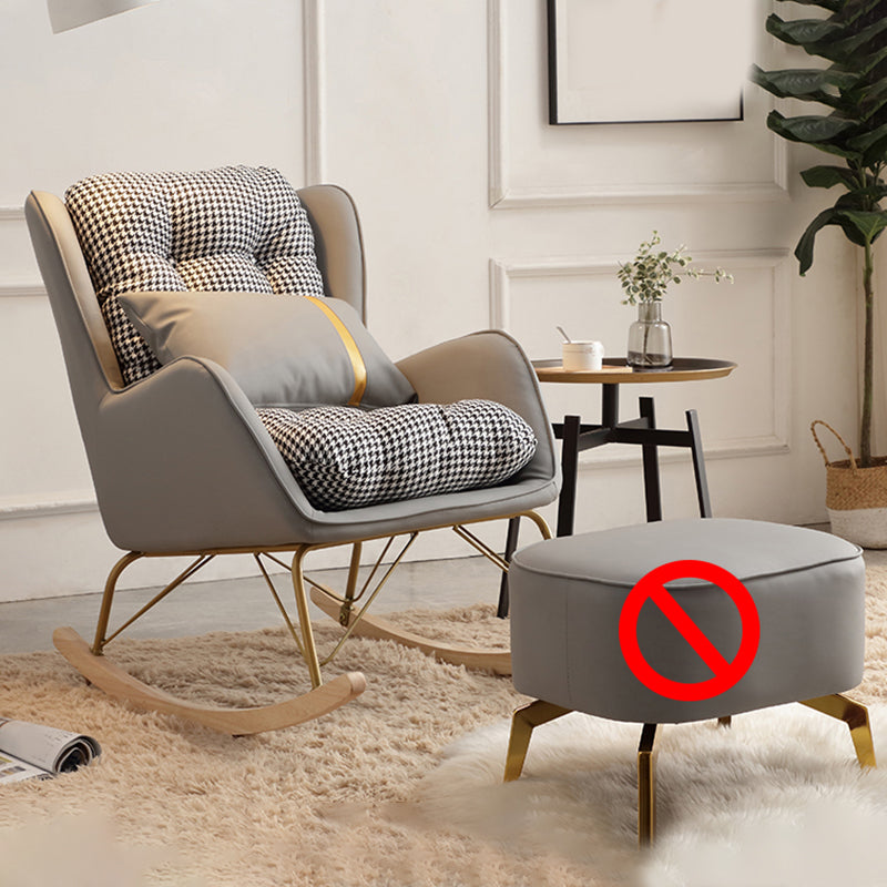 Modern Style Rocking Chair Metal Frame Doll Cotton Filling Cushion Wingback Rocker Chair