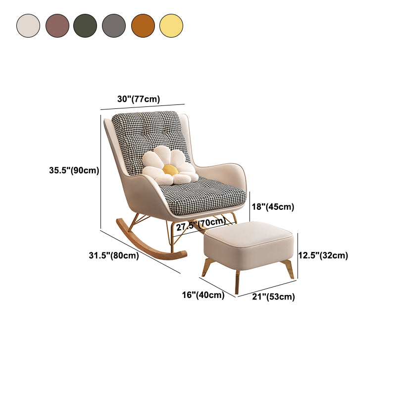 Modern Style Rocking Chair Metal Frame Doll Cotton Filling Cushion Wingback Rocker Chair