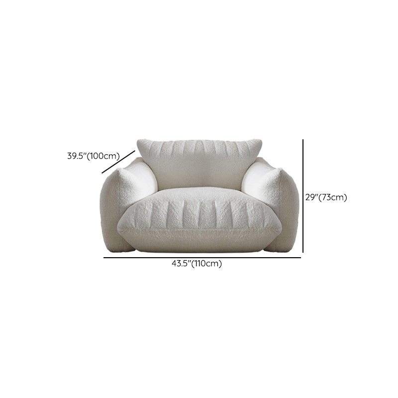 Modern 28.74" H Wool Recessed Arm Sofa in White for Living Room