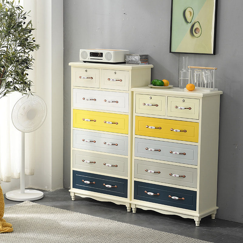Glam Chest Bedroom Solid Wood Storage Chest in White with Drawers