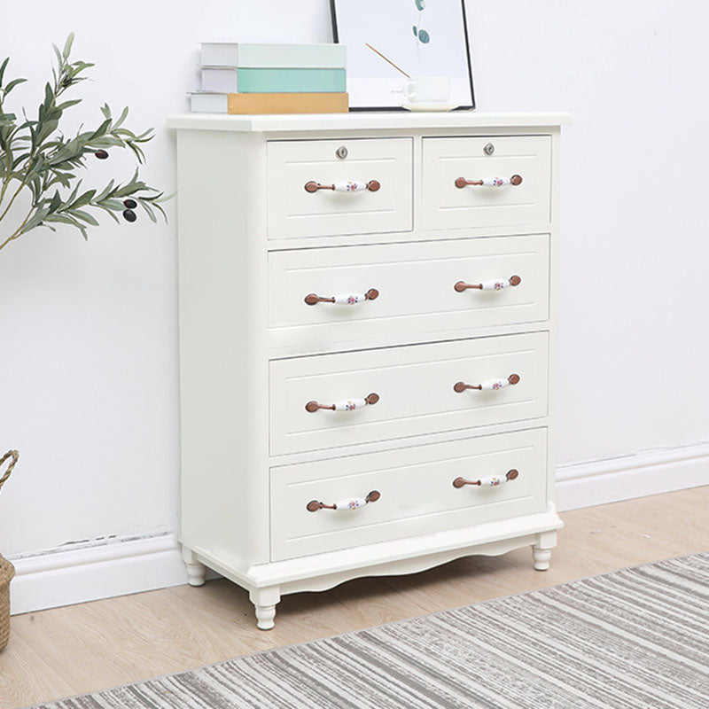 Glam Chest Bedroom Solid Wood Storage Chest in White with Drawers