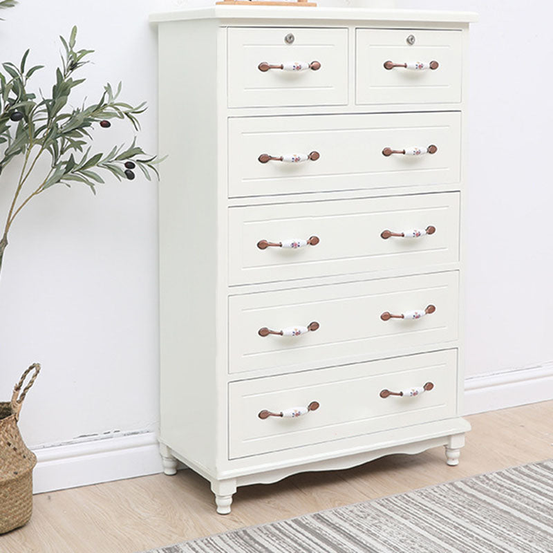 Glam Chest Bedroom Solid Wood Storage Chest in White with Drawers