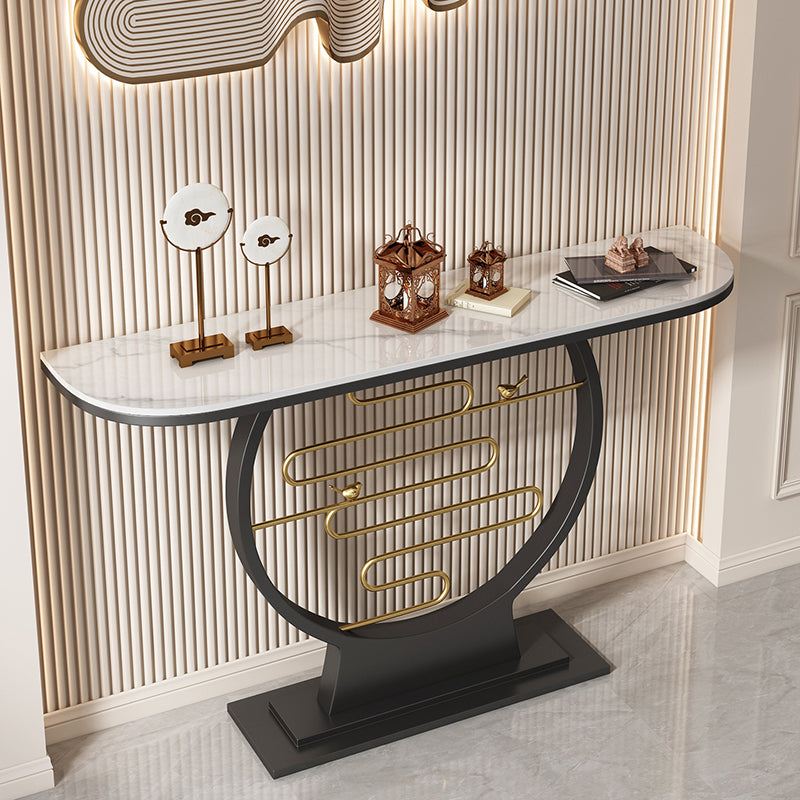 31.5-inch Tall Modern Console Table Stone Accent Table with 1 Shelf