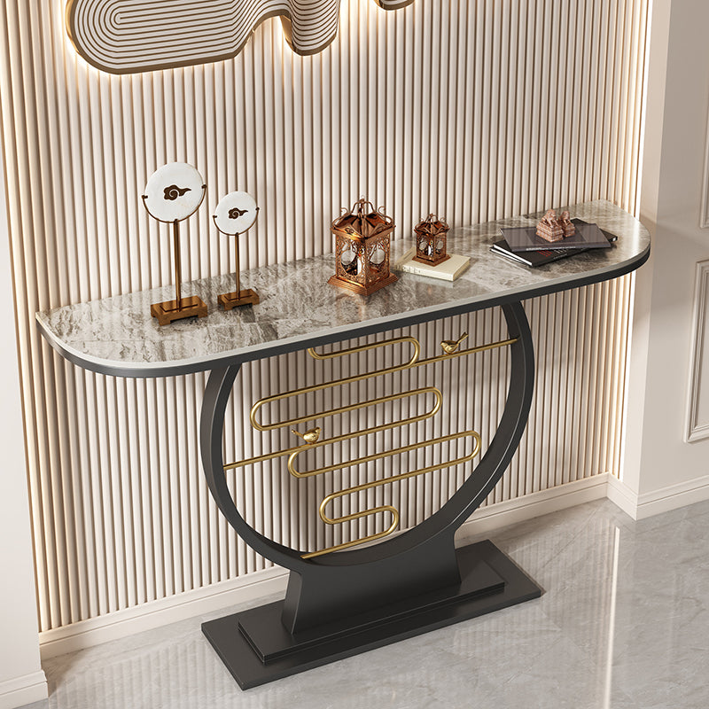 31.5-inch Tall Modern Console Table Stone Accent Table with 1 Shelf