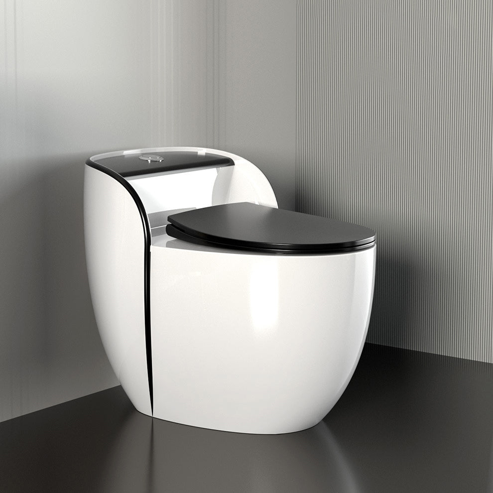 Modern Flush Toilet Ceramic Round-Front One-Piece Toilet with Slow Close Seat