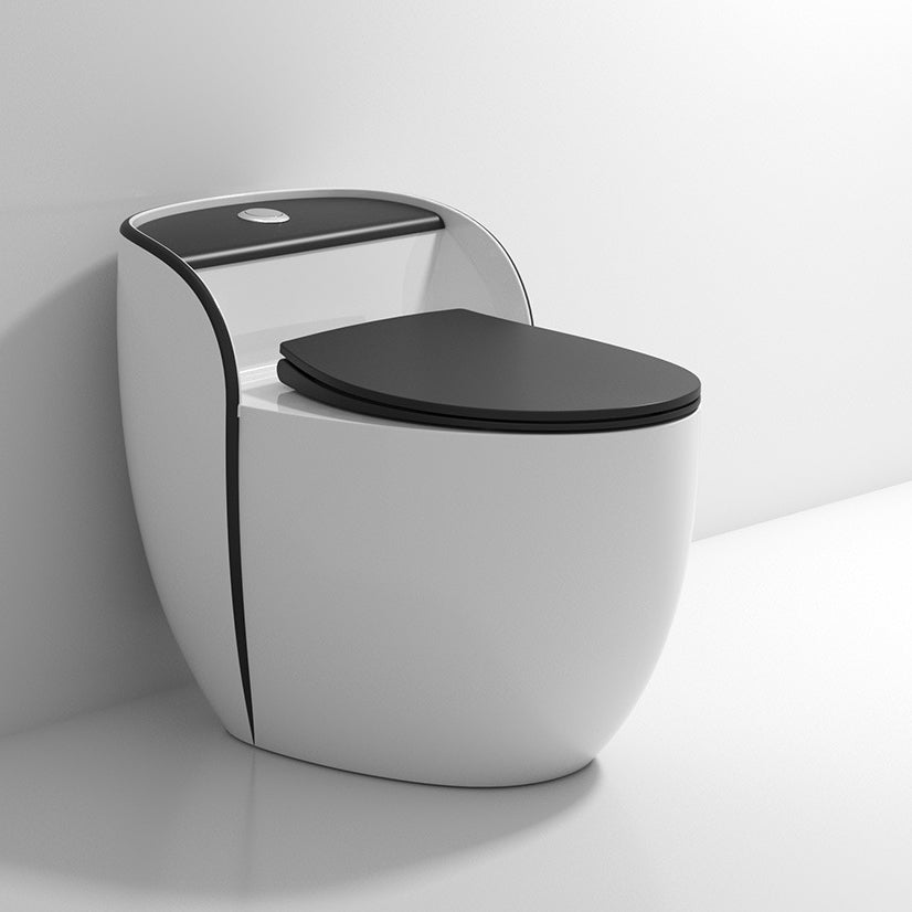 Modern Flush Toilet Ceramic Round-Front One-Piece Toilet with Slow Close Seat