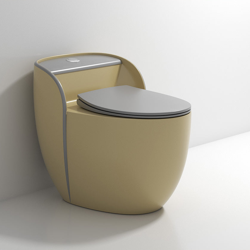 Modern Flush Toilet Ceramic Round-Front One-Piece Toilet with Slow Close Seat