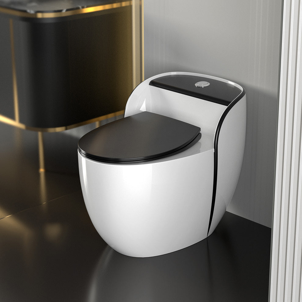 Modern Flush Toilet Ceramic Round-Front One-Piece Toilet with Slow Close Seat