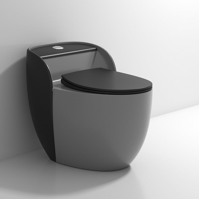 Modern Flush Toilet Ceramic Round-Front One-Piece Toilet with Slow Close Seat