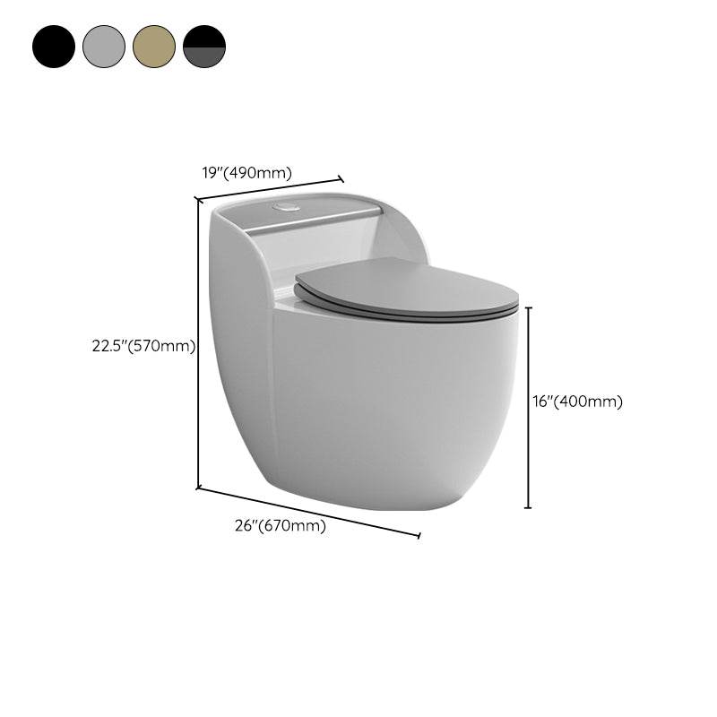 Modern Flush Toilet Ceramic Round-Front One-Piece Toilet with Slow Close Seat