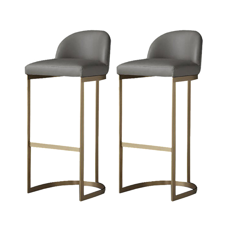Contemporary Faux Leather Counter Chair Bucket Low Back Barstool with Metal Legs