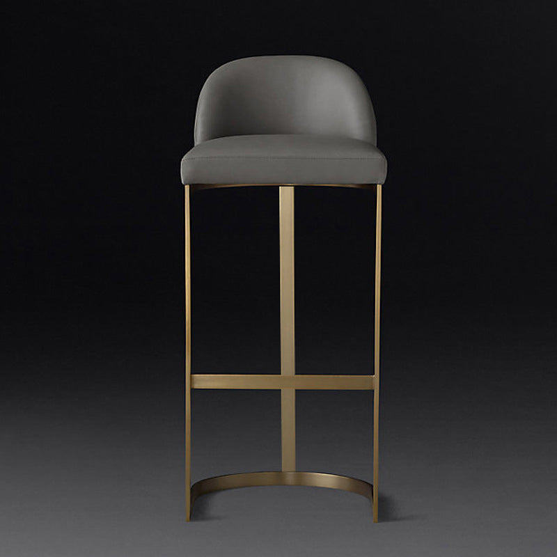 Contemporary Faux Leather Counter Chair Bucket Low Back Barstool with Metal Legs