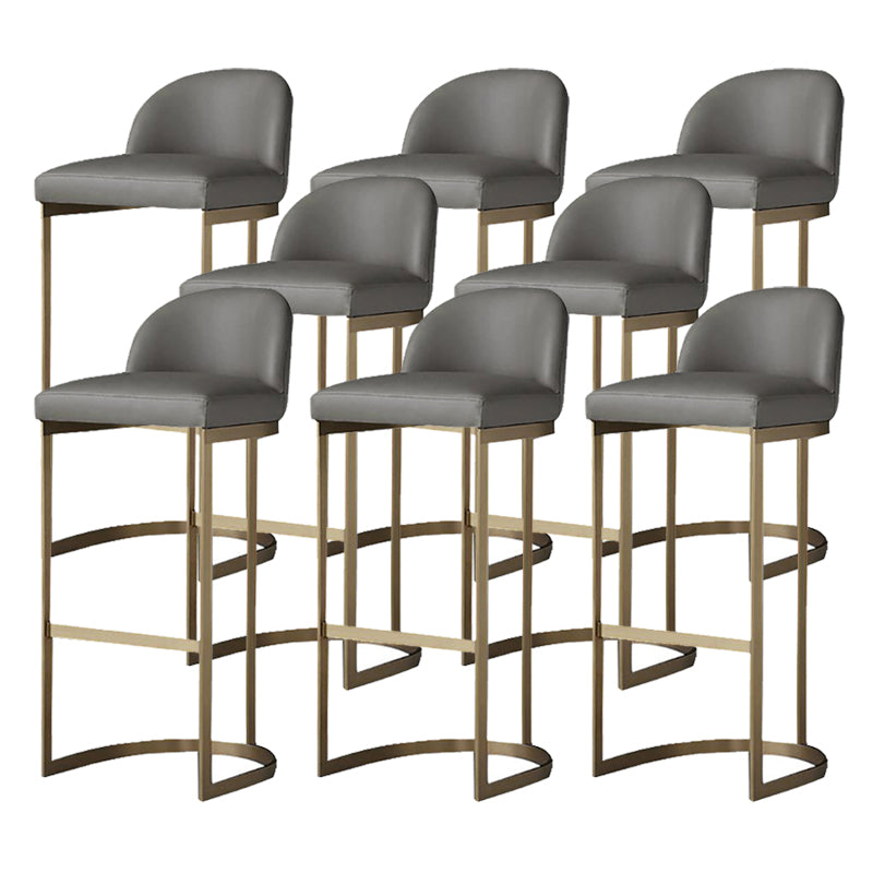Contemporary Faux Leather Counter Chair Bucket Low Back Barstool with Metal Legs