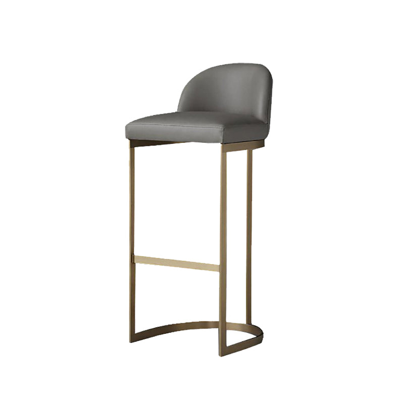 Contemporary Faux Leather Counter Chair Bucket Low Back Barstool with Metal Legs