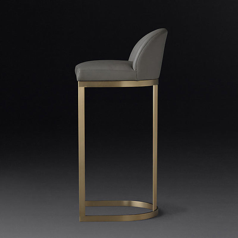 Contemporary Faux Leather Counter Chair Bucket Low Back Barstool with Metal Legs