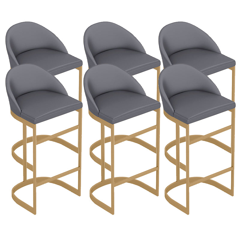 Contemporary Style Counter Stool Bar-height Bar Stool with Metal Base