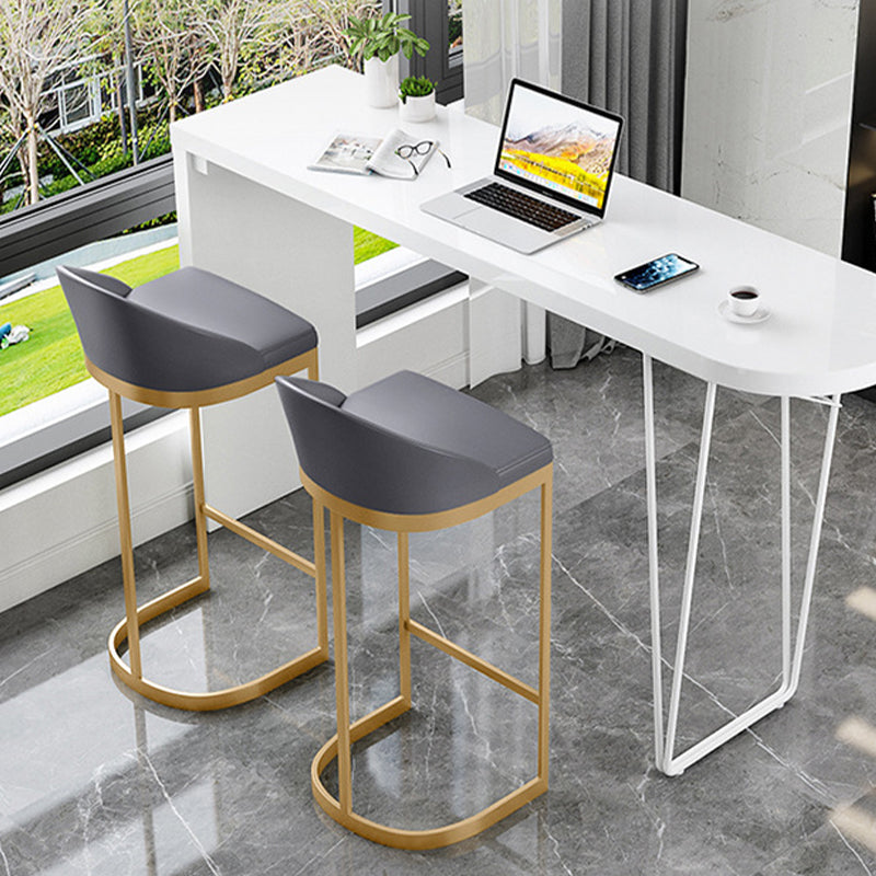 Contemporary Style Counter Stool Bar-height Bar Stool with Metal Base