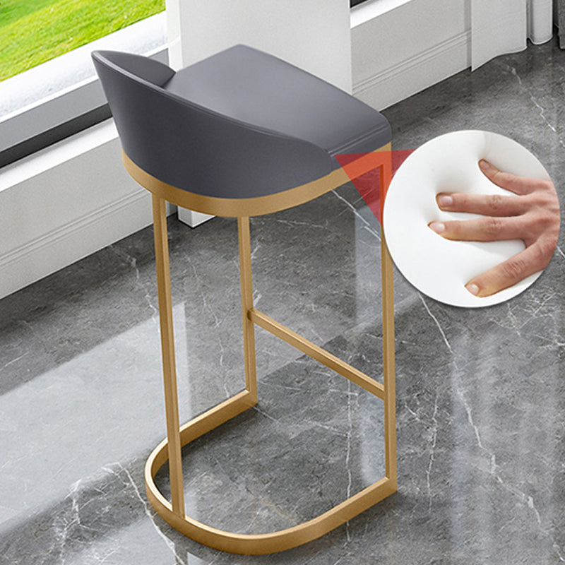 Contemporary Style Counter Stool Bar-height Bar Stool with Metal Base