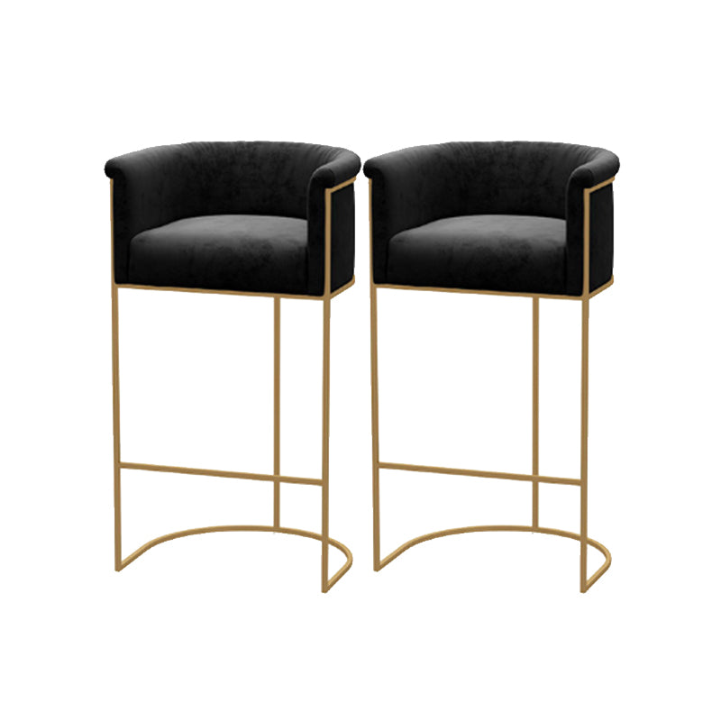 Scandinavian Style Counter Stool Upholstered Armed Bar Stool with Footrest