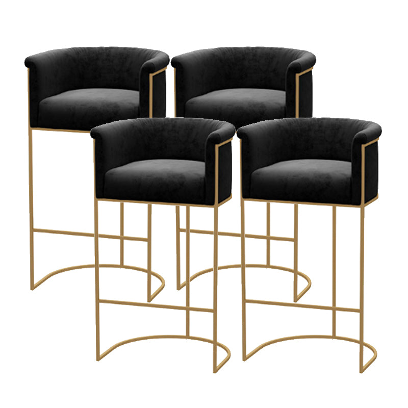 Scandinavian Style Counter Stool Upholstered Armed Bar Stool with Footrest