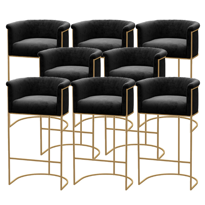 Scandinavian Style Counter Stool Upholstered Armed Bar Stool with Footrest