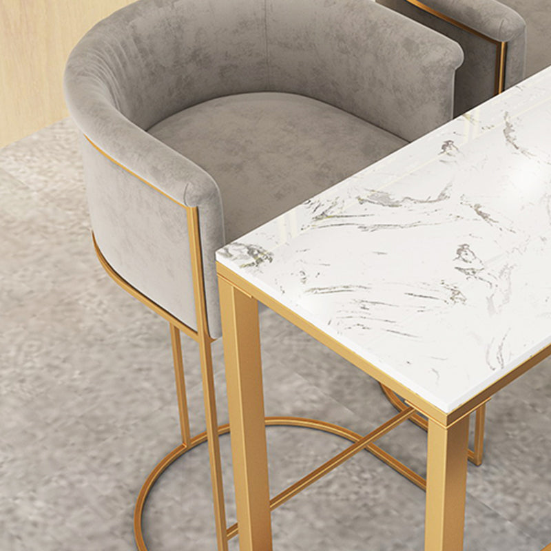 Scandinavian Style Counter Stool Upholstered Armed Bar Stool with Footrest