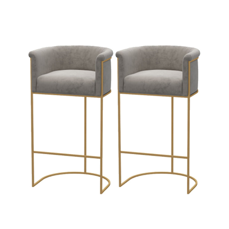 Scandinavian Style Counter Stool Upholstered Armed Bar Stool with Footrest