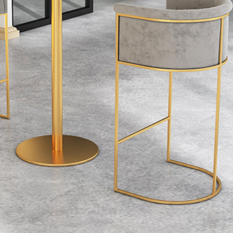 Scandinavian Style Counter Stool Upholstered Armed Bar Stool with Footrest