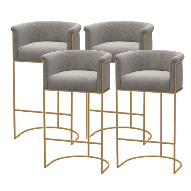 Scandinavian Style Counter Stool Upholstered Armed Bar Stool with Footrest