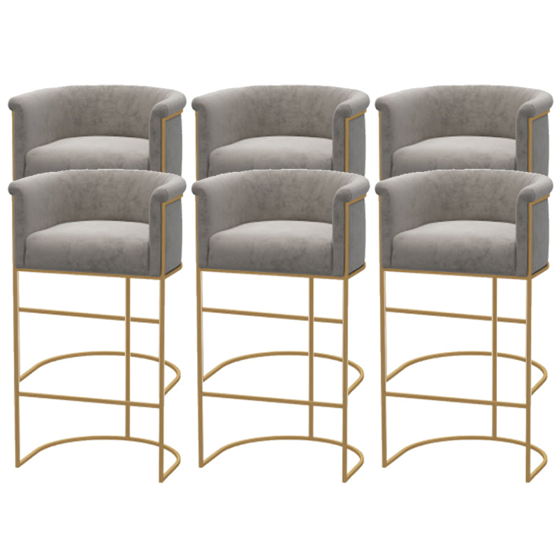 Scandinavian Style Counter Stool Upholstered Armed Bar Stool with Footrest