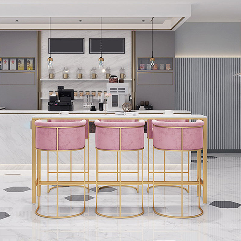 Scandinavian Style Counter Stool Upholstered Armed Bar Stool with Footrest