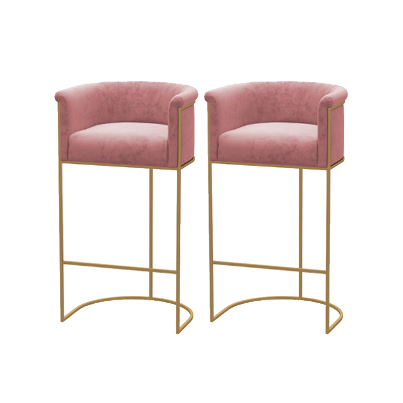 Scandinavian Style Counter Stool Upholstered Armed Bar Stool with Footrest