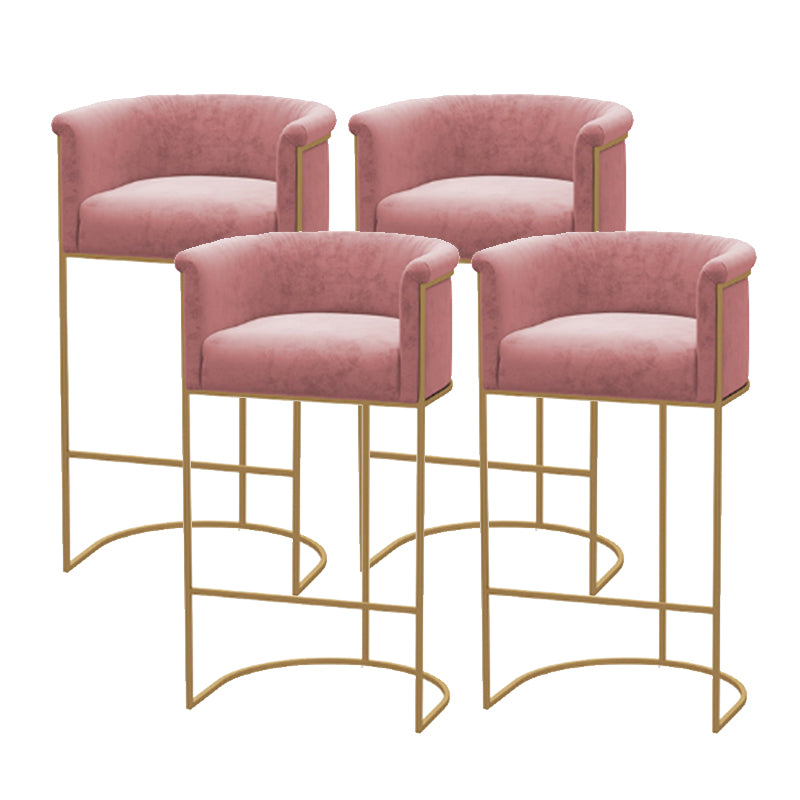 Scandinavian Style Counter Stool Upholstered Armed Bar Stool with Footrest