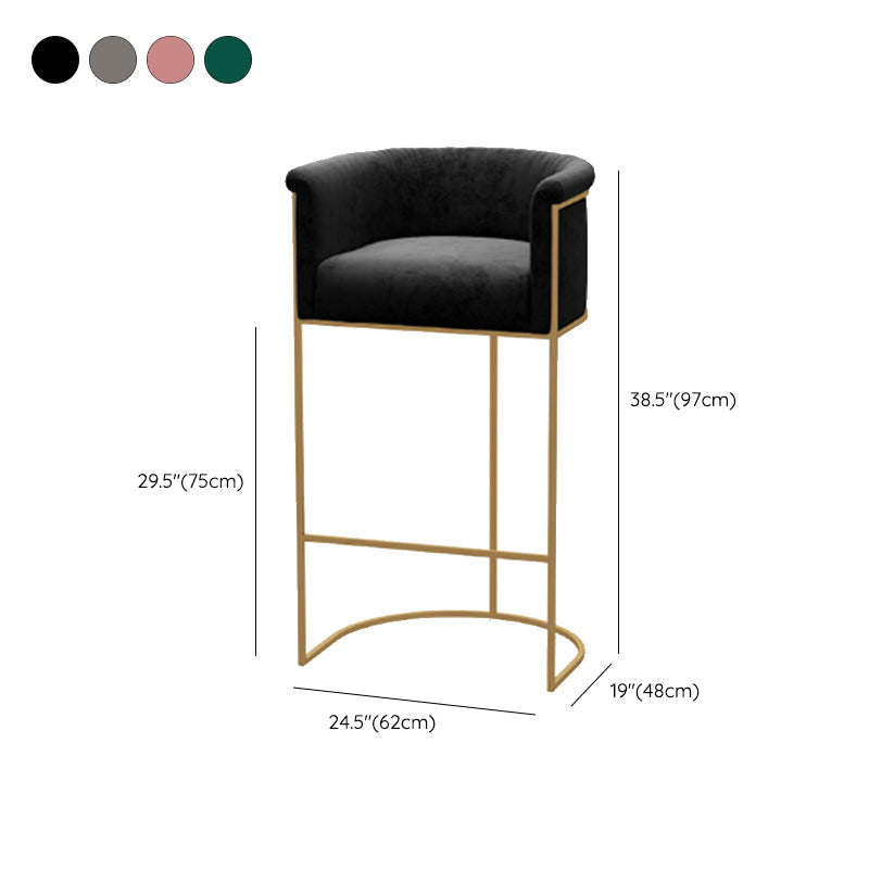 Scandinavian Style Counter Stool Upholstered Armed Bar Stool with Footrest