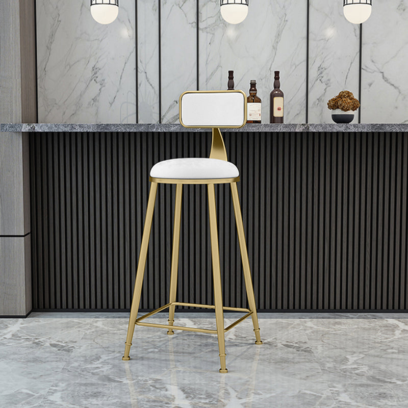 Scandinavian Armless Metal Frame Bar Stool Low Back Upholstered Bar Stool