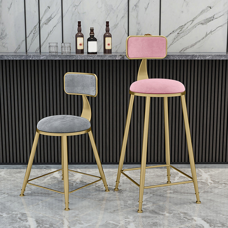 Scandinavian Armless Metal Frame Bar Stool Low Back Upholstered Bar Stool